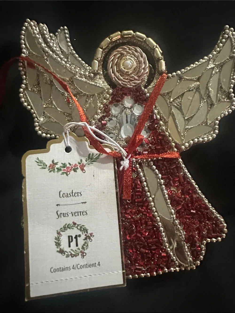 New with Tags! Pier 1 Imports Holiday Angel Beaded Coasters (Set of 4)